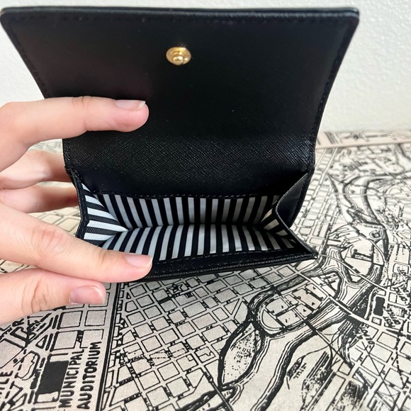 Kate Spade Black Trifold Wallet with Striped Interior - Picture 5 of 8